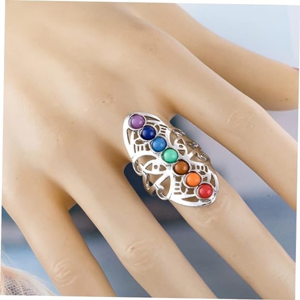 7 Chakra color fashion exaggeration ring